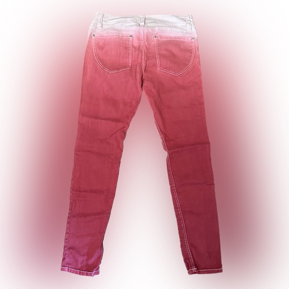 Lazer Jeans Ombré White to Dark Mauve Pink Size 13 Skinny Jeans Low Waist - Picture 2 of 9
